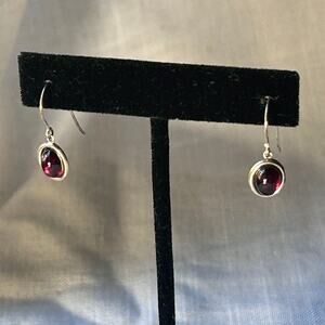 Tiny garnet Sterling drop earrings